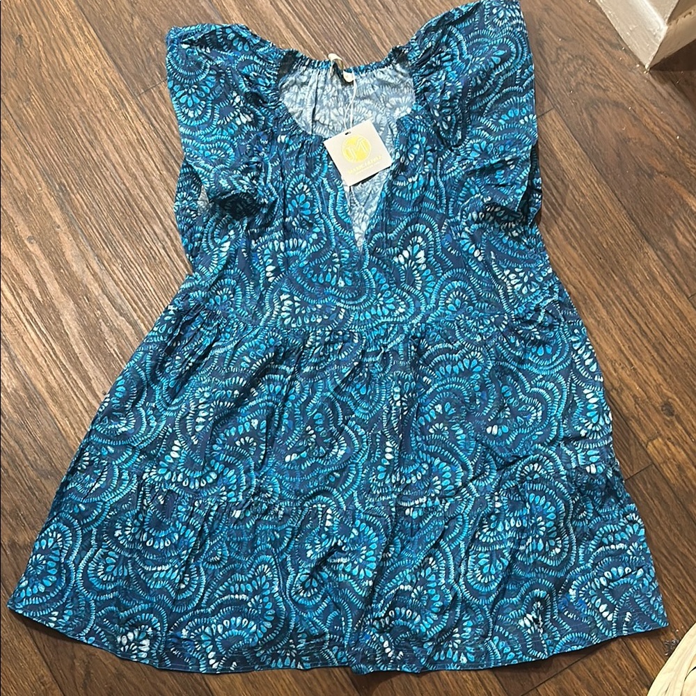 Marie Oliver Blue Patterned Dress